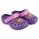 United Labels Paw Patrol Clogs für Mädchen, Lila, 26/27, Kinder Gartenschuhe rutschfest, Pantoletten mit Skye, Hausschuhe