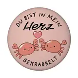 Jelly & Friends Krabben Magnet mit Flaschenöffner rund mit Spruch Du bist in Mein Herz gekrabbelt Kawaii Squishy Krebs Liebe LGBTQ Valentinstag Liebesbote Geschenkidee