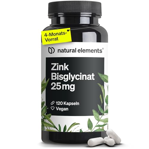 Zink Kapseln - 120 Stück - 25mg Zink pro Kapsel - gut verträgliches Zinkbisglycinat (Zink-Chelat) – Alternative zu Zink Tabletten - vegan, hochdosiert, ohne unnötige Zusätze