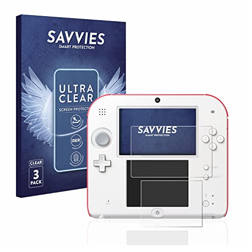 Savvies 6 Stück Schutzfolie für Nintendo 2DS Displayschutz-Folie Ultra-Transparent