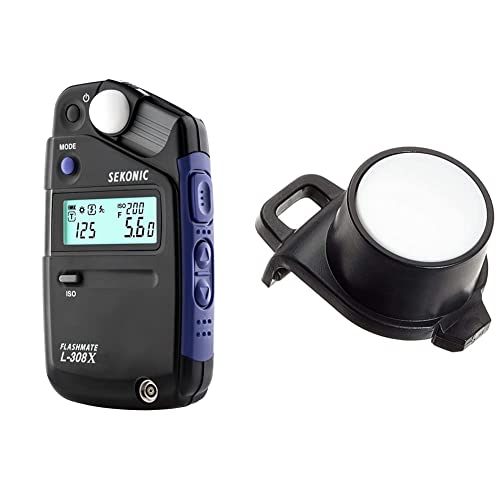 Sekonic FLASHMATE L-308X Belichtungsmessgerät für Fotografen und Filme, Schwarz/Blau & SE JL37 Lumidisc für L308S-schwarz