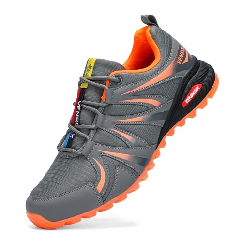 VENROXX Traillaufschuhe Herren Wanderschuhe Leicht Laufschuhe Atmungsaktiv & rutschfeste Trekkingschuhe Outdoor Sportschuhe Gr.39-48, Grau, 45
