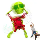 Snowtain Tanzende Totenkopf, 3D-Gedrucktes Tanzendes Skelett-Spielzeug, Tanzendes Skelett für Spukhaus Zubehör Partygeschenken Halloween Party Dekorationen, Stressabbau-Spielzeug(Grün)