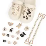 OWill 16 Stück Schuh Charms Gold Emaille Schmuckherstellung Charms DIY Abnehmbare Anstecker Glitzer Schuhanstecker für Mädchen Frauen Kinder