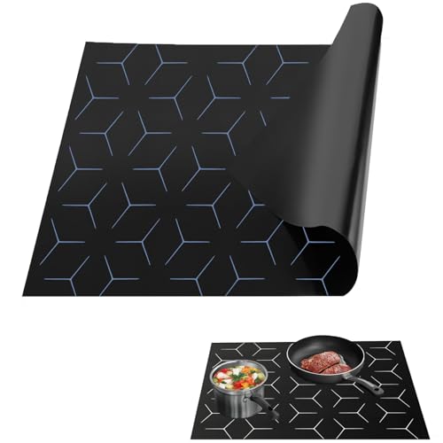 Herdabdeckplatte Schutzmatte ,62x53cm Glasfaser wiederverwendbare abdeckung Herdabdeckung matte,für Induktion Kann beheizt werden Glaskeramik-Kochfeldabdeckung