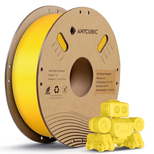 ANYCUBIC PLA Filament 1.75mm, 3D Drucker Filament PLA, Filament 3d Druckmaterialien für FDM 3D-Drucker, Vakuumverpackung, RFID für Intelligentes Drucken, 1kg PLA Lebendiges Gelb