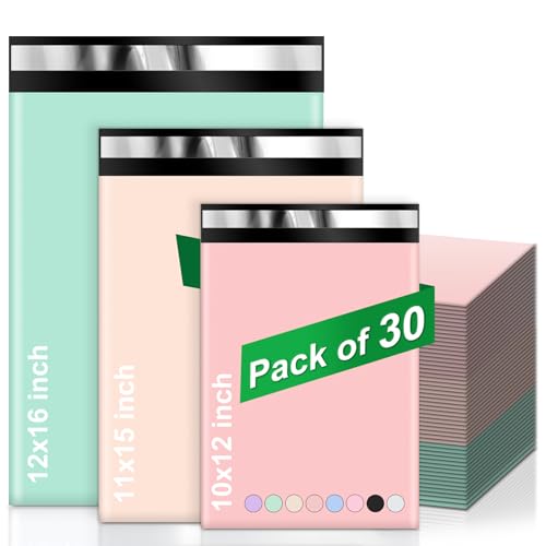 Dioxide 30pcs Versandbeutel, Bunte Versandtaschen, Wasserdichte Kuriertaschen Versandtaschen Warensendung Pakete für Versand den Versand von Kleidung, Kartons (3 Größen)