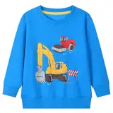 Codkkre Sweatshirts für Jungen Pullover Baumwolle Kinder Jungen Sweater mit Rundhals Gedruckt für Jungs, 110, Bagger/Blau