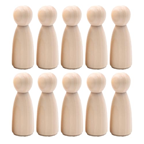 10 Stück Holzfiguren,Spielfiguren Holz,Holzfiguren Zum DIY Bemalen Und Basteln,Holzkegel,Handwerk,Bunte,Perfekt Zur Hochzeit Oder Geburtstagsdeko,Individuell Gestalten für Eine Personalisierte Deko.