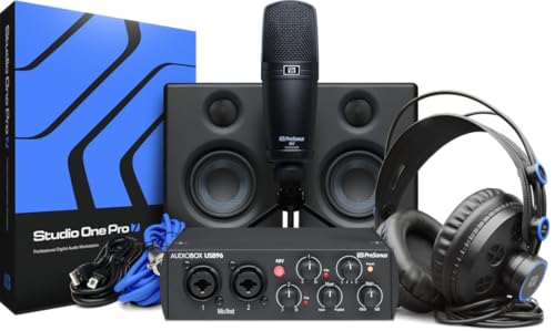 PreSonus AudioBox 96 Studio Ultimate, Audio-Interface-Bundle für Aufnahme und Produktion, mit Mikrofon, Kopfhörer, Eris E3.5 Monitorlautsprechern & Software, 25th Anniversary Edition