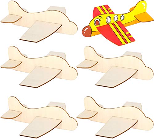 Liuer 6PCS Holz segelflugzeug, Holzdeko werfen Flugzeug Segelflugzeuge Geschenke für Zusammensetzen Bemalen und Verzieren