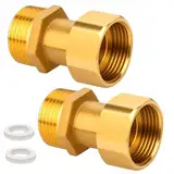 2 Stück Messing Verschraubung Durchgang, G3/4" Beweglich Verschraubung Durchgang, 3/4 Zoll AG x IG Messing Verschraubung beide Seiten gleich, DN20 Wasserzähler Verschraubungen,für Gas, Wasser, Öl