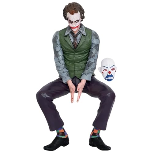 Heath Ledger Action Figur für Joker Charakterfiguren mit Maske und Sitzposition 24 cm Modellstatue für Geschenk und Dekoration