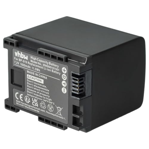 vhbw 1x Akku kompatibel mit Canon Vixia XA60, XA70, XA65, XA75 Videokamera Camcorder (1600 mAh, 7,2 V, Li-Ion) + Infochip