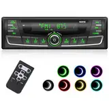 RDS Autoradio Bluetooth,Wistrue FM/AM/7 Farben Autoradio mit Bluetooth Freisprecheinrichtung, 1Din Autoradio mit USB/AUX/SD/MP3 Player mit 30 Sender Gespeichert Werden(Mehrfarbig)