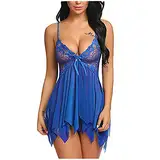 Sexy Dessous Damen Für Sexy Set, Sexy Dessous Damen für Sex Spitze Bodysuit Schlafanzug Negligee Reizwäsche Sexy Tiefer V-Ausschnitt Verstellbaren Spaghetti Trägerkleid Lingerie Nachthemd