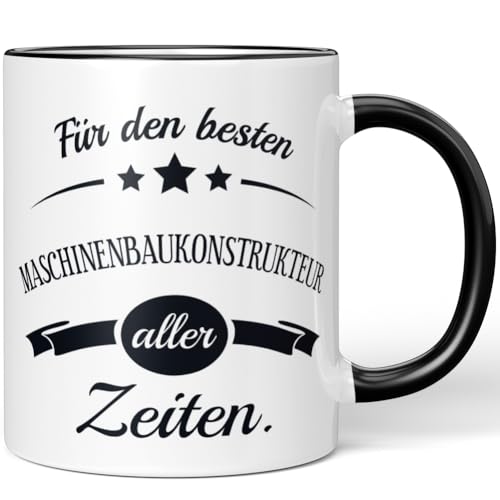 JUNIWORDS Tasse, Für den besten Maschinenbaukonstrukteur aller Zeiten, Schwarz (6092175)