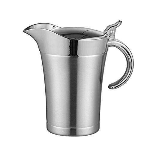 Thermo Sauciere Edelstahl, Doppelwandiger Saucenbecher mit Deckel Isolier Soßen Kanne Saucenbehälter für Soße Saucen Sahne Milch (750ml)