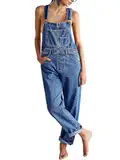 Achlibe Damen-Denim-Overall, Jeans-Overall, lässiger Strampler, verstellbarer Riemen, konisches Bein, Latzhose, Baggy-Latzhose, A-Blau, 38