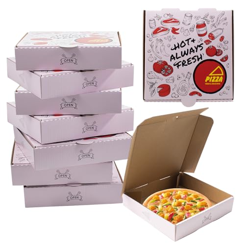 KeaJuidy 12 Stück 7 in Pizzakartons Pizzaboxen Pizzaschachtel Pizzaverpackung Wellpappe Pizza Boxes Aufbewahrungsboxen für Takeaway Versand (Pink)