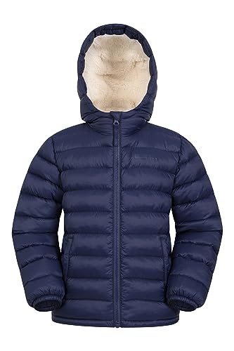 Mountain Warehouse Seasons Kinderjacke mit Fellfutter - Leichte, warme und wasserabweisende Jacke, Jungen und Mädchen - Für Herbst, Winter, Schule und Reisen Marine Kinder 152 DE (11-12 Jahre)