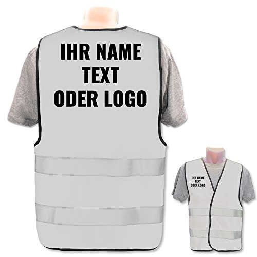 PixiPrints.com: Warnweste selbst gestalten mit eigenem Aufdruck - Grau, XL / XXL, Unisex, Erwachsene, Sicherheitspersonal, Outdoor-Enthusiasten