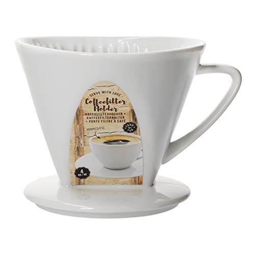 MamboCat Kaffeefilter No. 4 aus Porzellan | 16 x 14 x 11 cm | weiß | SoftBrew-Verfahren | schonende Kaffee-Zubereitung | manuelles Filter-Gerät
