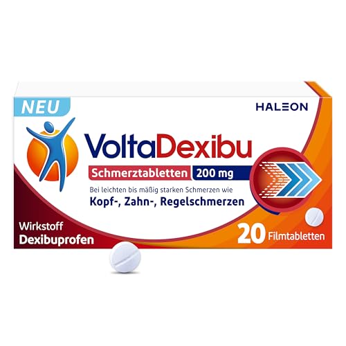 Volta-Dexibu Schmerztabletten, Schnelle & Effektive Schmerzlinderung bei Kopfschmerzen, Zahnschmerzen, Regelschmerzen, 20 Filmtabletten