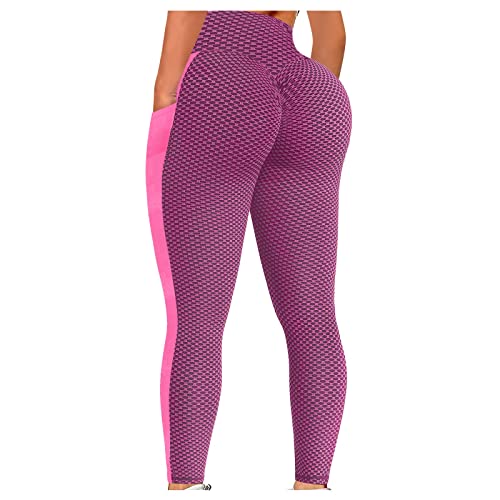 Sporthose Damen Lang High Waist mit Hose Tasche Scrunch Butt Leggings Booty Lifting Anti Cellulite Leggings Po Push Up Slim Fit Yogahose Elastische Blickdicht Sportleggings mit Bauchkontrolle