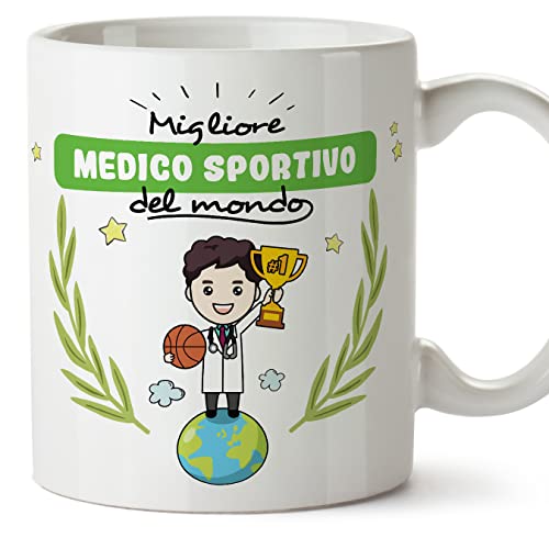 Mugffins Tassen/Becher mit Spruch für SPORTARZT - Auf Italienisch - Migliore del Mondo - 11 oz / 330 ml - originelles und lustiges Geschenk Mitarbeiter