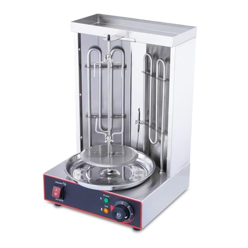 QAZXDRFG Vertikaler Grill, elektrisch, Gyros aus Edelstahl, Fleischtopf Doner Kebab, Hähnchengrill, Doppelheizung, 2800 W, für Partys, Restaurants, Pub