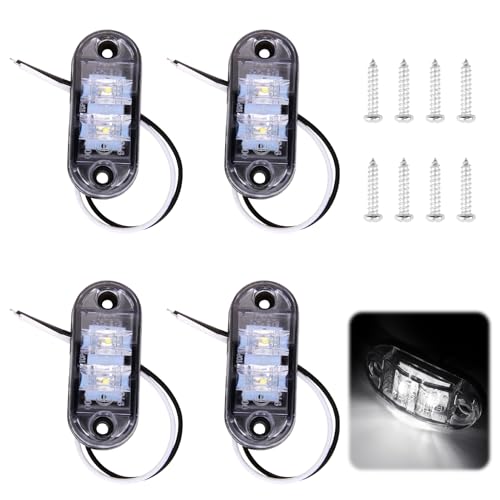 BIVOFU 4 PCS LED Seitenmarkierungsleuchten 12 / 24V Anhänger-Seitenleuchte Licht Weiß, Universelle Positionslichter für Lkw, Anhänger, Van, Wohnwagen, Bus, Boot, Lkw, Auto, Vorder- und Rückleuchten
