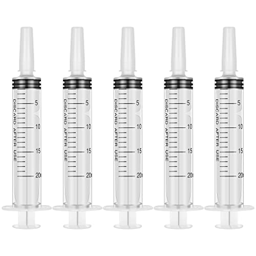 Fanshiontide 5 Stück Spritzen 20ml Fütterungsspritze Plastikspritze für Neugeborene Tierfütterung, Messflüssigkeit, Maskerade-Requisiten, Bewässerung