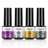 ROSALIND Shellac Base Coat Top Coat UV Nagellack,Gel Nagellack Unterlack und Überlack Set für Nägel Primer Set Gellack Gel Nägellack,Mattes Glanz-Finish und Langlebig