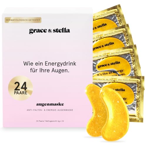 Grace & Stella - Augenpads, Eye Pads Reduzieren Dunkle Augenringe, Gegen Tränensäcke und Falten, Kühlende und Erfrischende Augen Pads Masken, Gel-Eyepads [24 Paare, Gold]