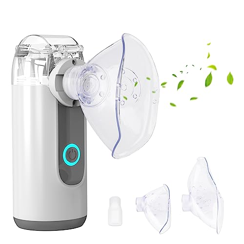 Inhalationsgerät Kinder, Inhalationsgerät für Erwachsene Kinder, Schweigen Vernebler, Inhalator Tragbar Inhaliergeräte für Atemwegserkrankungen, Inhalator mit Mundstück und 2 Maske - Grau