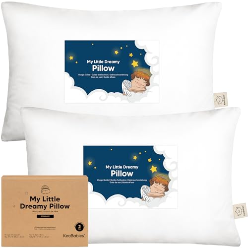 2er Pack Kleinkind Kissen 33 x 45 cm - Weich Bio Baumwolle Kissen Kinder - Kleinkind Kopfkissen Zum Schlafen - Kleines Kinder Kissen - Kinderkopfkissen für Kleinkinder - Kinderkissen (Soft White)