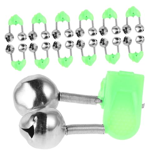 HANABASS 50 Stück Glockenclips Köder Angelglocken Für Ruten Köder Süßwasser Biss Rassel Stangen Clips Zubehör Tackle Alarm Salzwasser Anzeigeglocke Für Angelrute Grüner