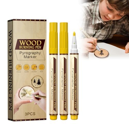 Bploar Wood Burning Pen Holzbrennstift-Sets, Marker zum Brennen von Holz, 3 Stücke Holzbrandstifte zum DIY Holzmalerei, präzise und einfach zu bedienen, Geeignet für Anfänger und Profis