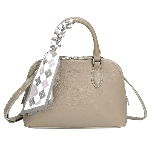David Jones - Kleine Handtasche Damen - Henkeltasch PU Leder - Schultertasche Umhängetasche - Kleine Tote Elegant Modisch Stilvoll Alltags - Beige
