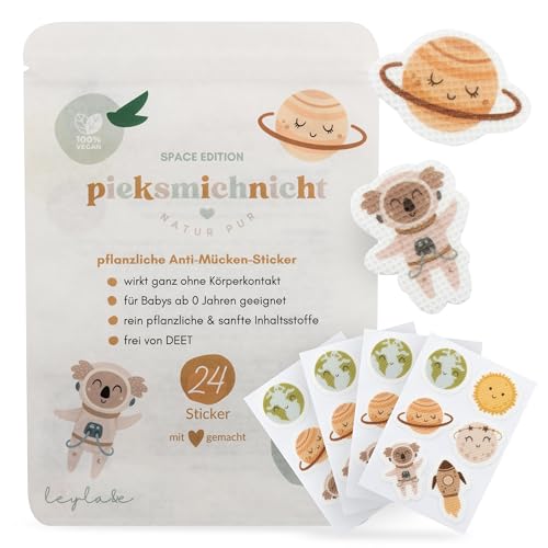pieksmichnicht Pflanzliche Anti-Mücken-Aufkleber für Babys und Kinder Universum Astronaut Planeten Mückenschutz Insektenschutz Mückensticker Patches Pflaster DEET frei (Space)