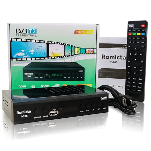 Romicta HD DVB-T2 Receiver 2024 – H.265 HEVC FTA Full HD PVR, USB, HDMI, SCART, digitaler terrestrischer TV-Tuner, Full HD 1080p High Definition Digital Receiver