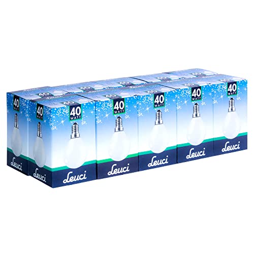 Leuci 10 x Glühbirne Tropfen 40W E14 Opal Weiss MATT Glühlampe 40 Watt Kugellampe warmweiß dimmbar