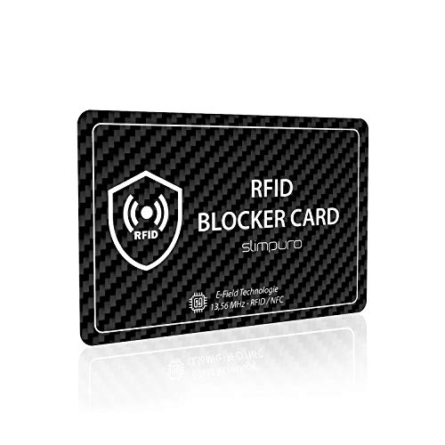 slimpuro RFID Blocker Karte DEKRA Getestet - Störsender Technologie - NFC Schutzkarte - zum Schutz vor Datendiebstahl - extra dünne Karte mit 0,8 mm geeignet für Jede Geldbörse - Kartenschutz