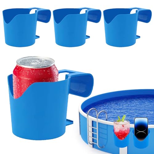 4 Stück Pool Getränkehalter Poolrand Becherhalter Wasserbecher Hängehalter Für Schwimmbecken Poolside Getränkehalter Pool Zubehör Für Getränke, Handy