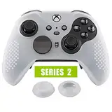 eXtremeRate Silikon Case Schutzhülle Hülle Anti-Rutsch Tasche+2 Thumbstick Kappen für Neuer Xbox One Elite Series 2 Controller(Semitransparent)