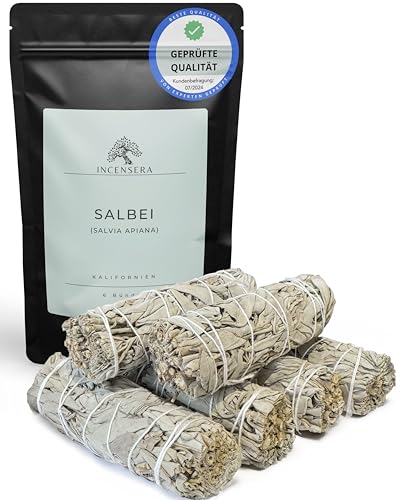 Weißer Salbei Räuchern, 6 Stück Räucherbündel, Weisser Salbei Räuchern, Sage Smudge Stick, White Sage, Salbei Getrocknet, Weißer Salbei Zum Räuchern