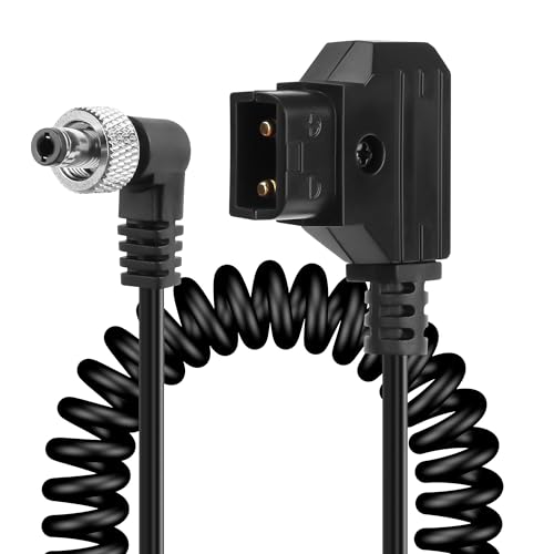 CERRXIAN D-Tap auf verriegelbares, rechtwinkliges DC 12 V-Spiralkabel, Ersatz-D-Tap auf 12 V DC5525-Klinkenkabel für Anton Bauer, KIPRO LCD, Black Magic usw.