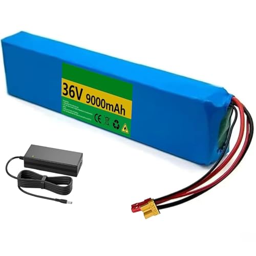 Caimcie 36 V 9 Ah 10S3P Elektro-Fahrrad-Scooter-Akku, mit eingebautem BMS und Ladegerät, E-Bike-Akku, 36 V Li-Ionen-Akku, Elektro-Scooter-Akku für 200 W, 350 W, 500 W, 750 W T