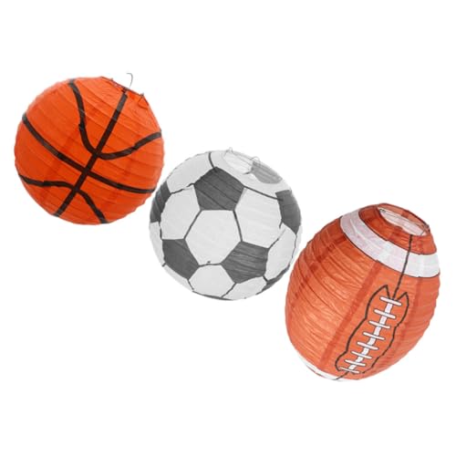 Abaodam 3 Stück Sportball-Papierlaterne Basketballdekorationen für Partys Tischdekoration für Fußballpartys Fußball-Mittelstücke Partygeschenke zum Thema Sport Fußballlaternen Eisen